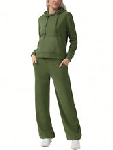 Plain Hooded Sweatshirt And Loose Fit Sports Set